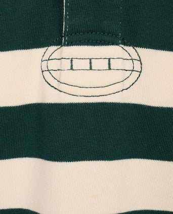 Rugby polo streep groen ecru