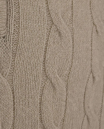 Lau pull merino halve rits cable beige