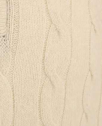 Lau pull merino halve rits cable ecru