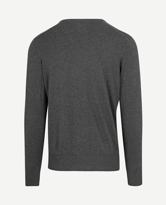 Trui cotton cashmere v-hals antraciet melange