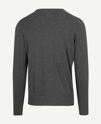 Trui cotton cashmere v-hals antraciet melange