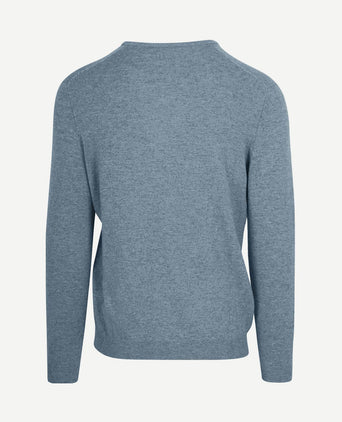 Pullover v-hals merinowol sky blue