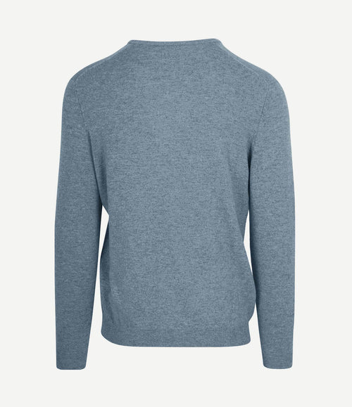 Pullover v-hals merinowol sky blue