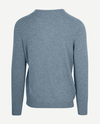 Pullover v-hals merinowol sky blue