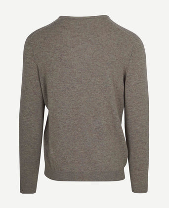 Pullover v-hals merinowol taupe