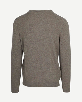 Pullover v-hals merinowol taupe