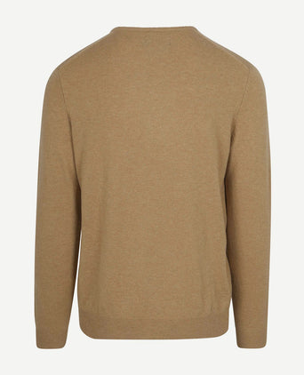 Pullover v-hals merinowol beige