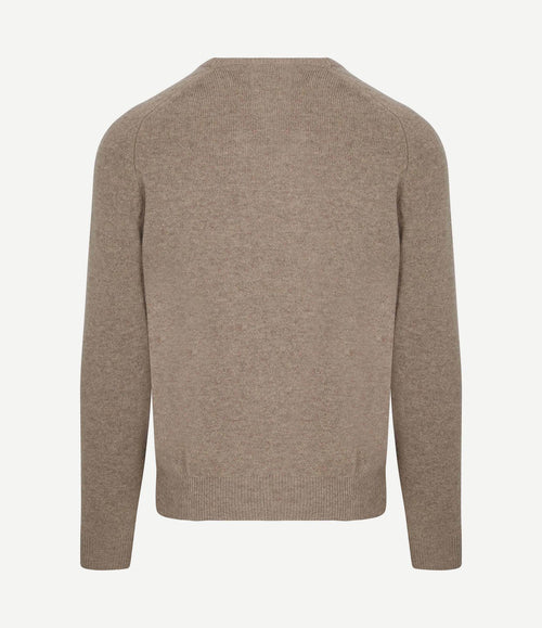 Trui v-hals lamswol sand