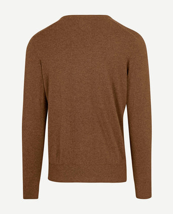 Trui cotton cashmere v-hals camel