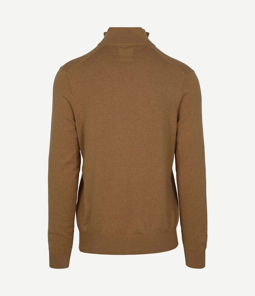 Half-zip trui cotton cashmere camel