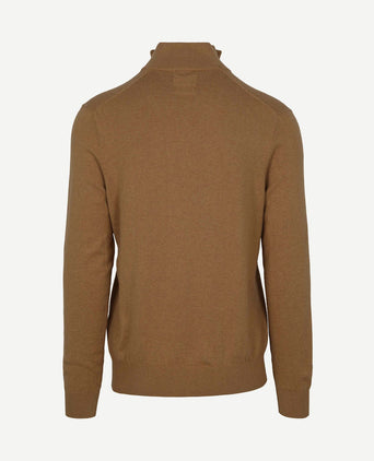 Half-zip trui cotton cashmere camel