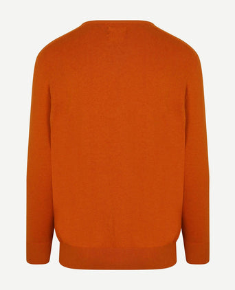 Trui cotton cashmere v-hals oranje