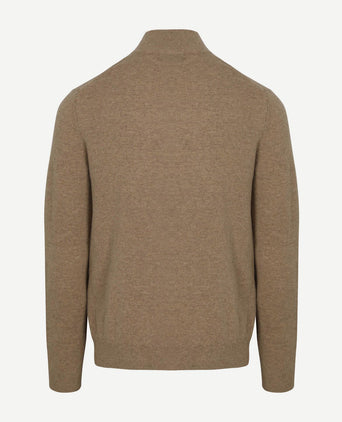 halve rits trui merinowol beige