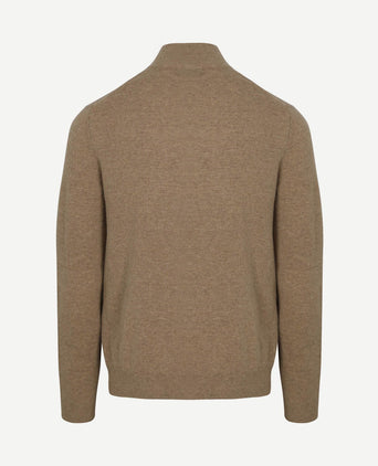 halve rits trui merinowol beige