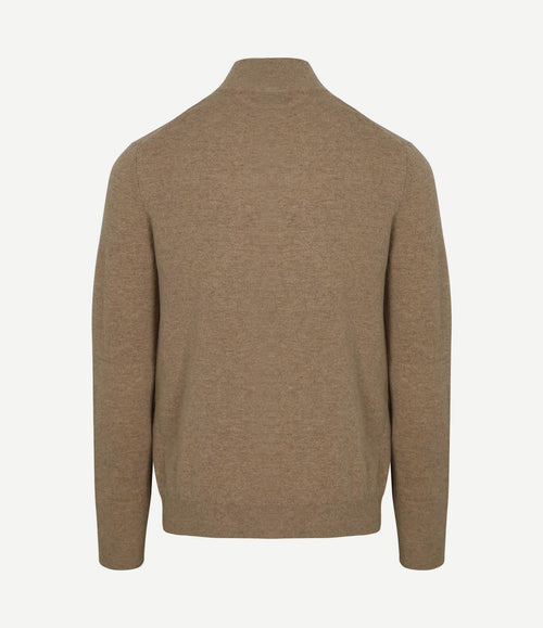 halve rits trui merinowol beige