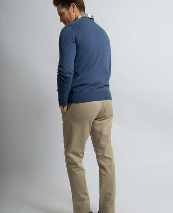 Trui cotton cashmere v-hals indigo blauw