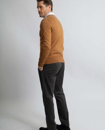 Trui cotton cashmere v-hals camel