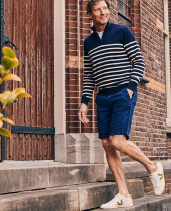 Half-zip trui breton stripe donkerblauw