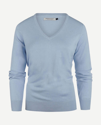Trui cashmere dames v-hals lichtblauw