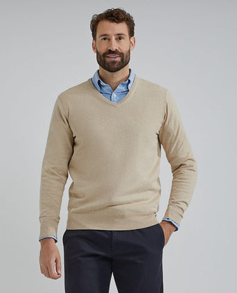 Steppin' Out trui cashmere v-hals ecru | Regular-fit