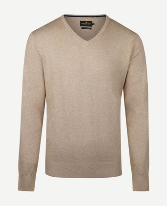 Steppin' Out trui cashmere v-hals khaki | Regular-fit