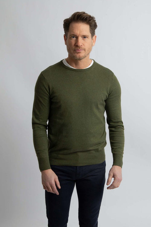 Steppin' Out trui cotton cashmere olijfgroen | Regular-fit