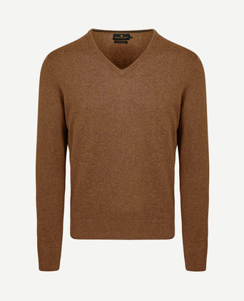 Trui cotton cashmere v-hals camel