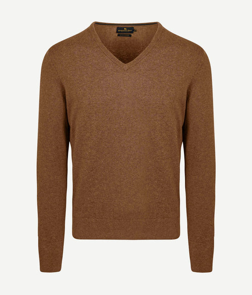 Trui cotton cashmere v-hals camel