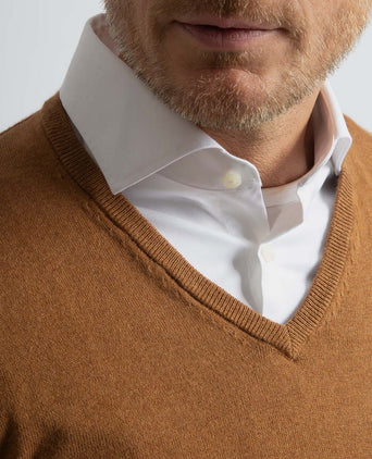 Steppin' Out trui cotton cashmere v-hals camel | Regular-fit