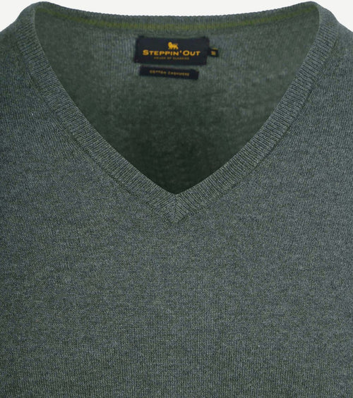 Steppin' Out trui cotton cashmere v-hals donkergroen | Regular-fit