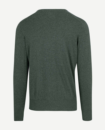 Steppin' Out trui cotton cashmere v-hals donkergroen | Regular-fit