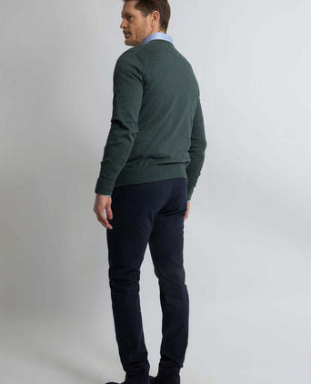 Steppin' Out trui cotton cashmere v-hals donkergroen | Regular-fit