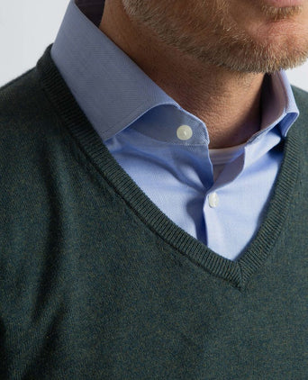 Steppin' Out trui cotton cashmere v-hals donkergroen | Regular-fit