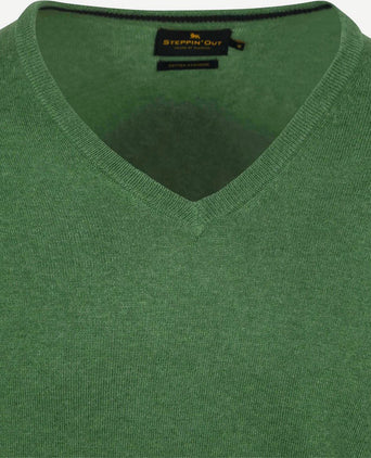 Trui cotton cashmere v-hals groen