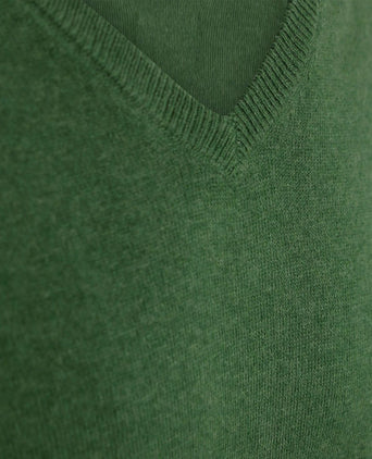 Steppin' Out trui cotton cashmere v-hals groen | Regular-fit