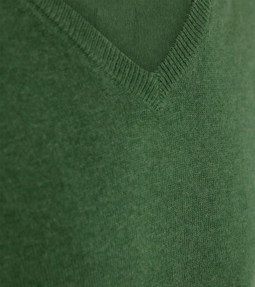 Steppin' Out trui cotton cashmere v-hals groen | Regular-fit