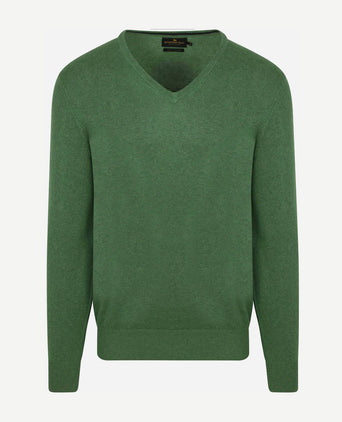 Steppin' Out trui cotton cashmere v-hals groen | Regular-fit