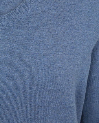 Trui cotton cashmere v-hals indigo blauw