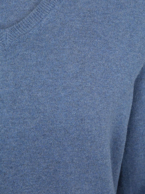 Trui cotton cashmere v-hals indigo blauw