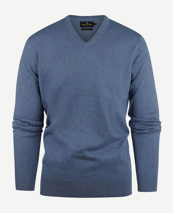 Steppin' Out trui cotton cashmere v-hals indigo blauw | Regular-fit