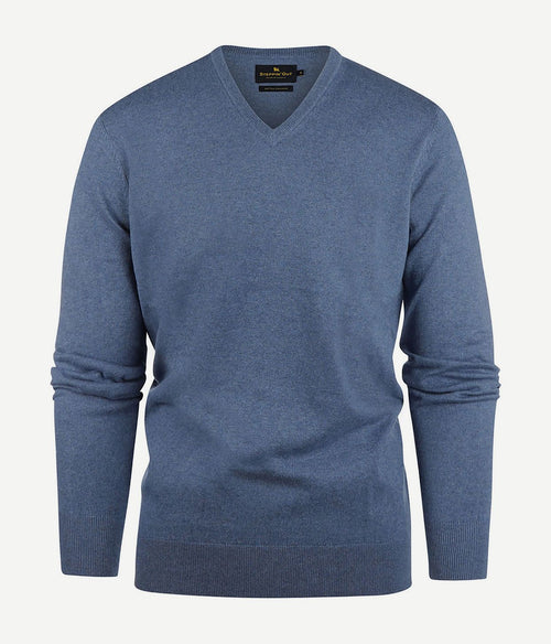 Steppin' Out trui cotton cashmere v-hals indigo blauw | Regular-fit