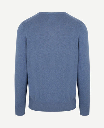 Trui cotton cashmere v-hals indigo blauw