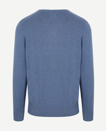 Trui cotton cashmere v-hals indigo blauw