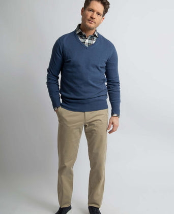 Steppin' Out trui cotton cashmere v-hals indigo blauw | Regular-fit