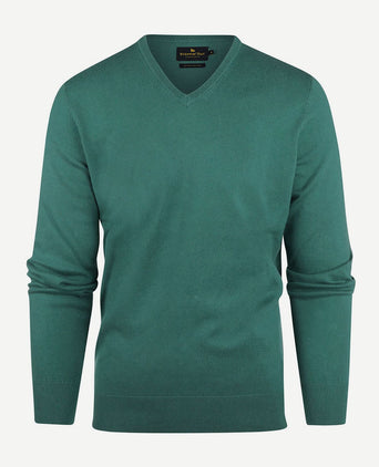 Steppin' Out trui cotton cashmere v-hals medium groen | Regular-fit