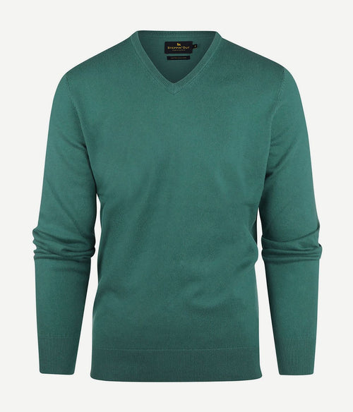 Steppin' Out trui cotton cashmere v-hals medium groen | Regular-fit