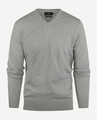 Trui cotton cashmere v-hals melange grijs