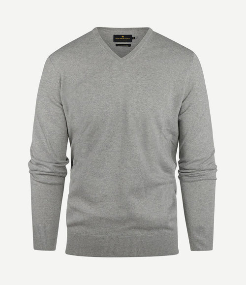 Trui cotton cashmere v-hals melange grijs