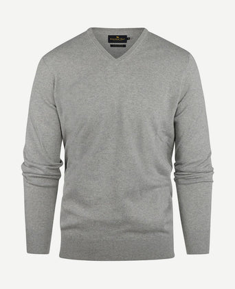 Trui cotton cashmere v-hals melange grijs