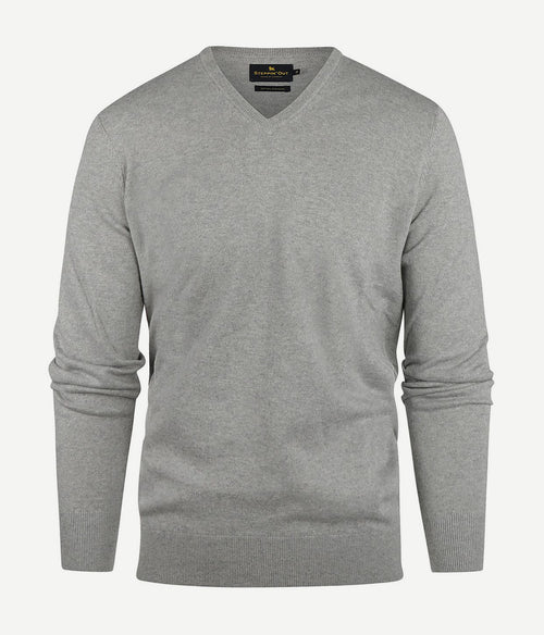 Steppin' Out trui cotton cashmere v-hals melange grijs | Regular-fit